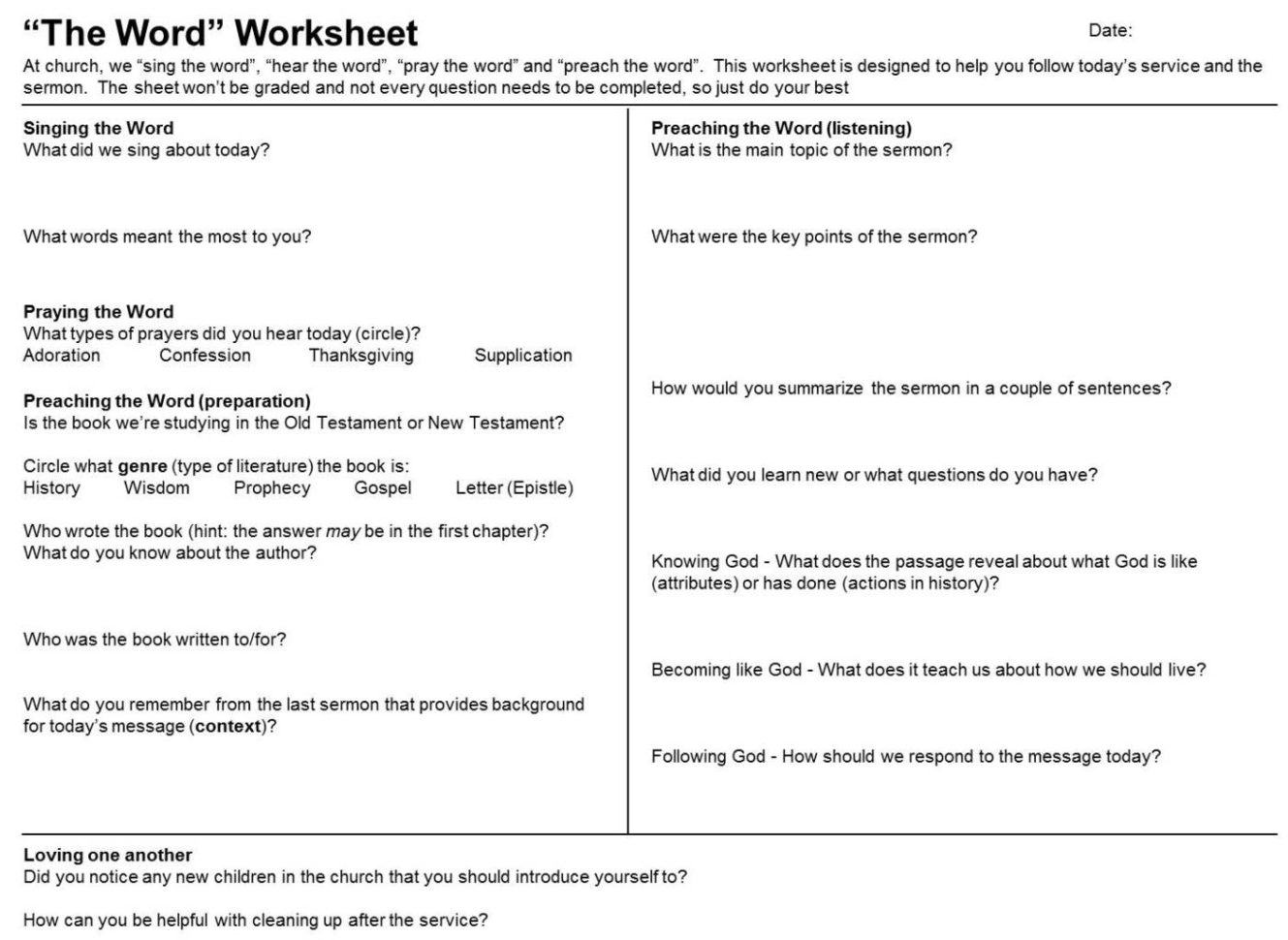 Sermon Preparation Worksheet  Yooob