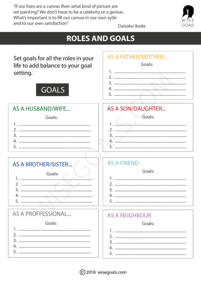 Setting Personal Goals Worksheet  Free Worksheets Library