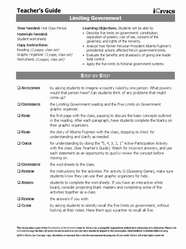 Seven Principles Of Government Worksheet Answer Key db excel com