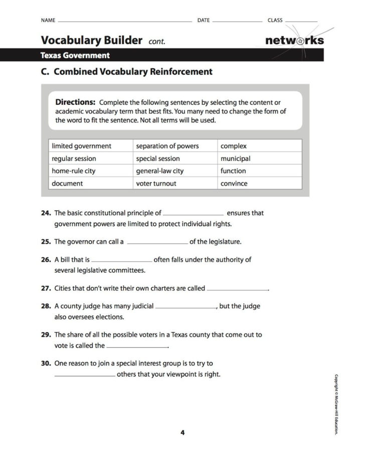 Constitutional Principles Worksheet Answers