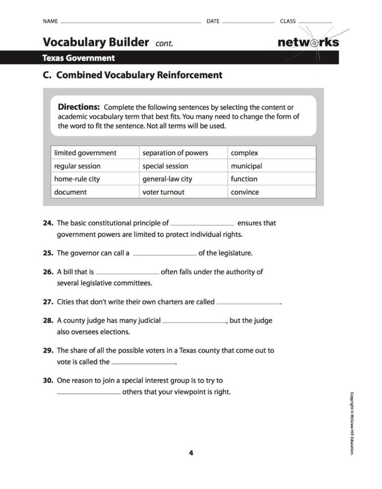Seven Principles Of Ernment Worksheet Answers
