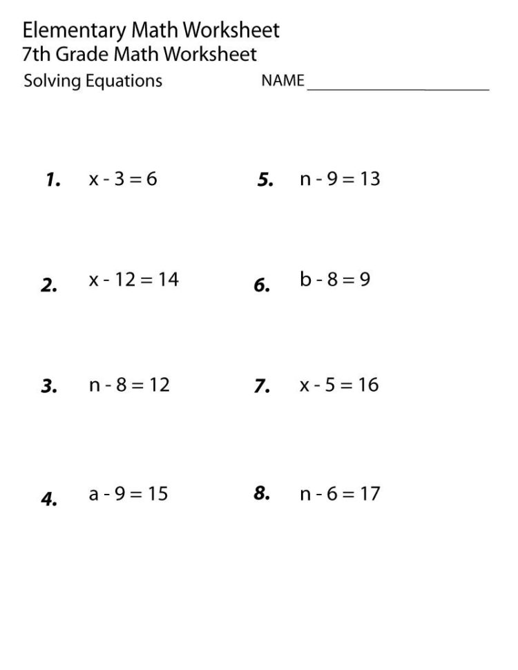 Seventh Grade Math Worksheets Addition » Printable Coloring