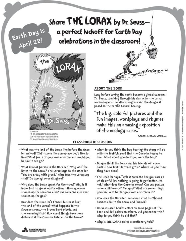 Share The Loraxdr Seuss A Perfect Kickoff For Earth Day