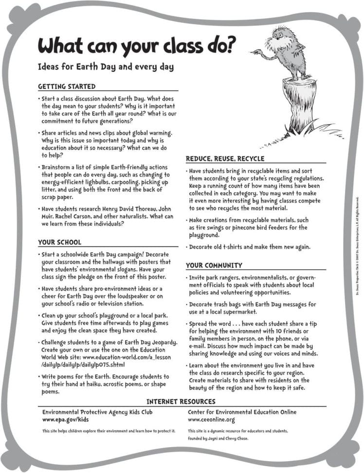 Share The Loraxdr Seuss A Perfect Kickoff For Earth Day