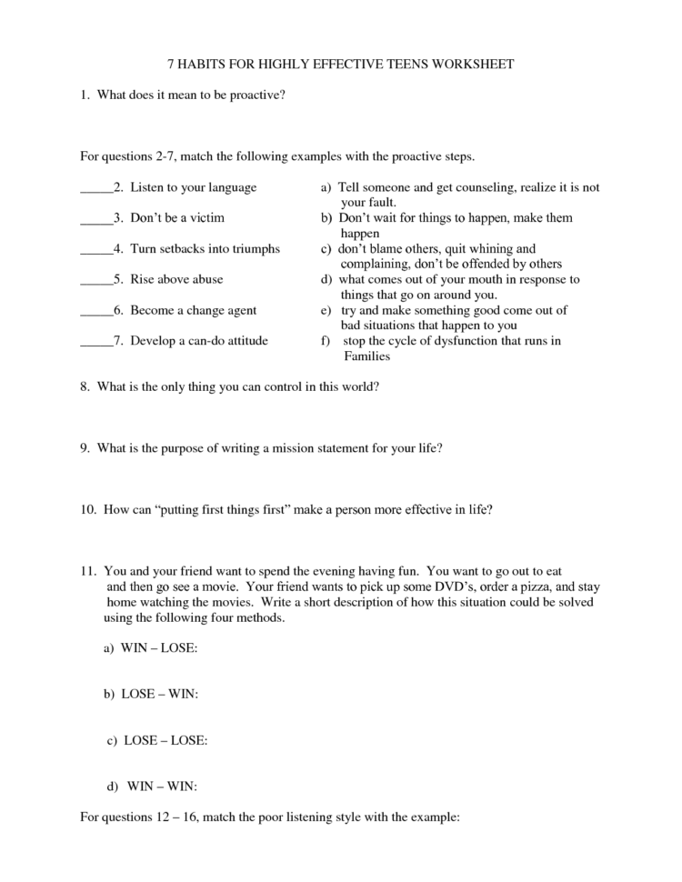Sharkter Worksheet Answers Pdf  7 Habits Worksheet Pdf