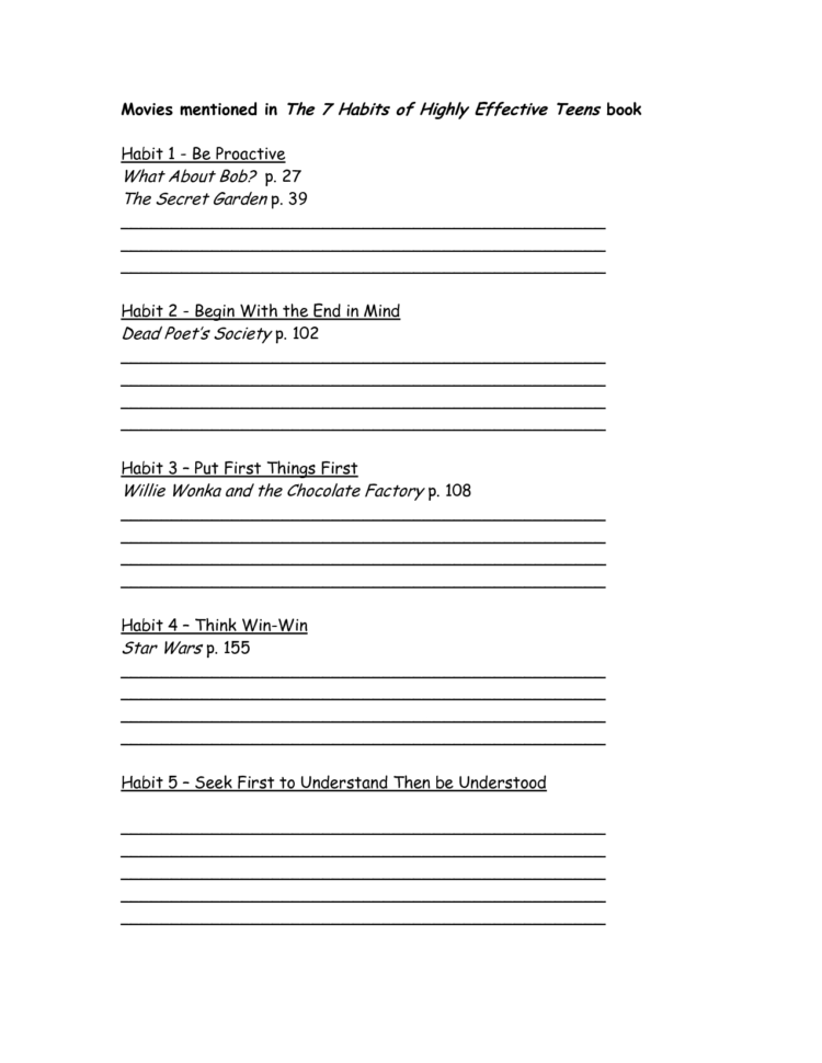 7 Habits Worksheet Pdf — db-excel.com