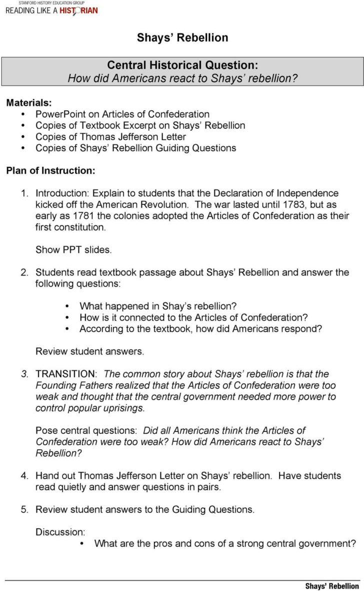 Shays Rebellion Central Historical Question How Did — db-excel.com