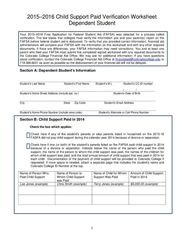 Shington State Child Support Worksheet  Yooob