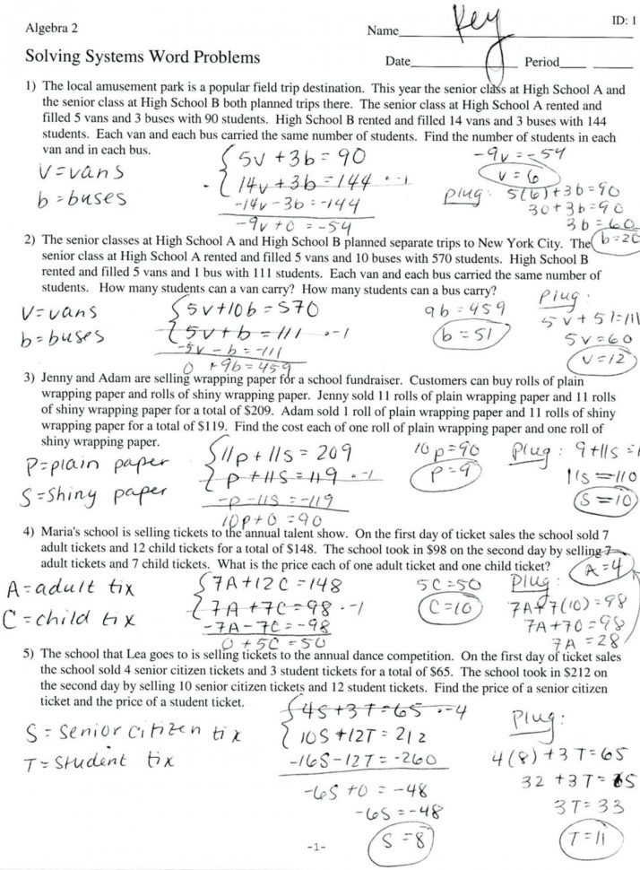 Shocking Systems Of Equations Word Problems Printable