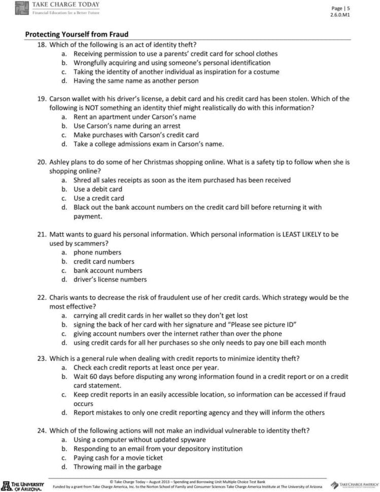 Shopping For A Credit Card Worksheet Answers