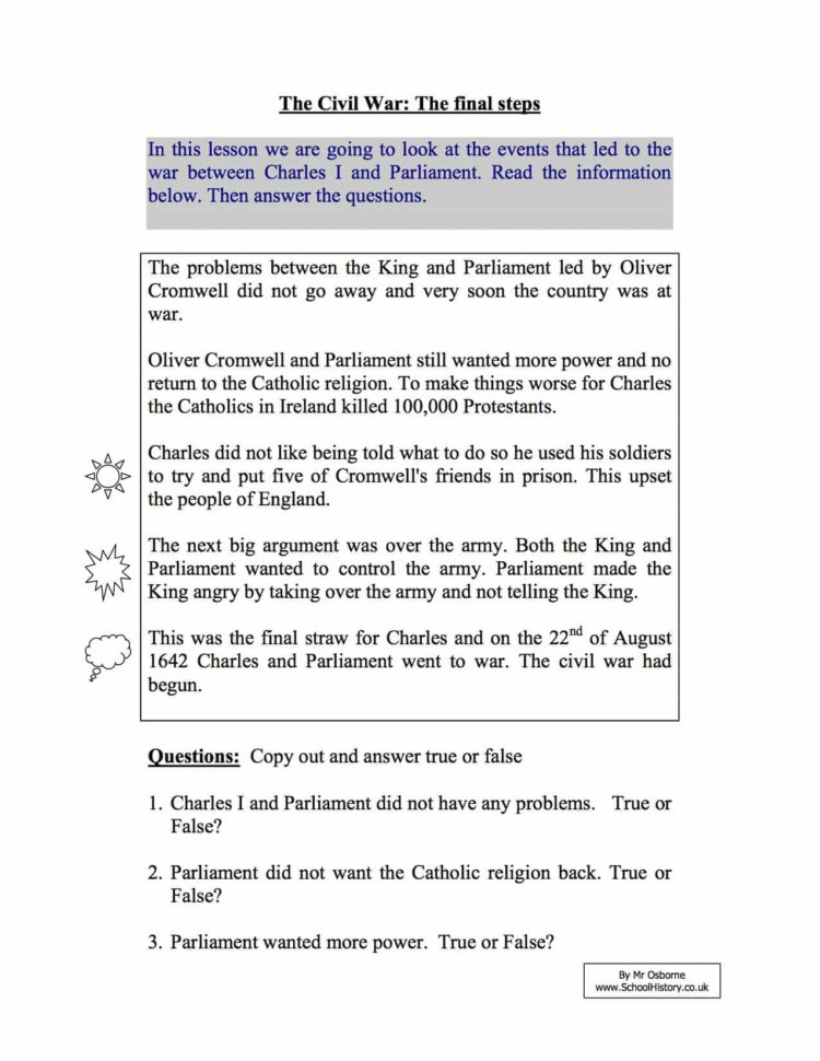 Short Term Causes Of The English Civil R  Year 8 Study