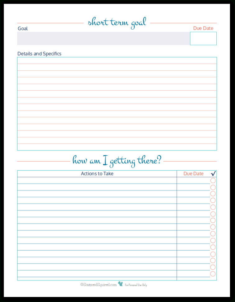 Shorttermgoalsworksheet  Scattered Squirrel