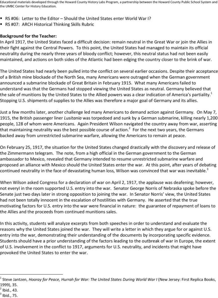Should The United States Have Entered World R I  Pdf