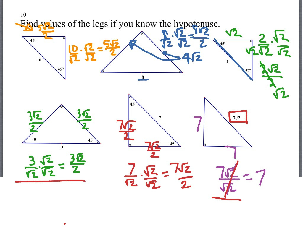 Special Right Triangles Geometry Worksheet Answers