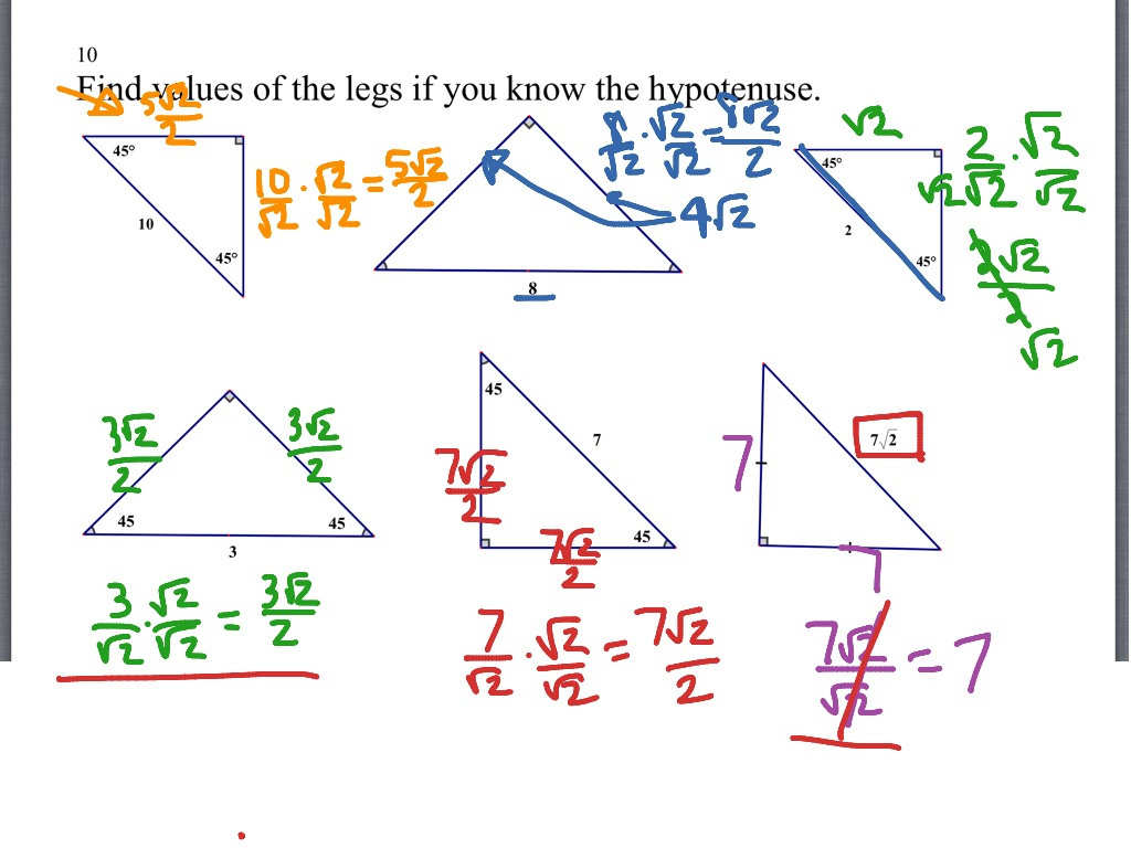 Showme Geometry 72 Special Right Triangles Worksheet Answers Db excel