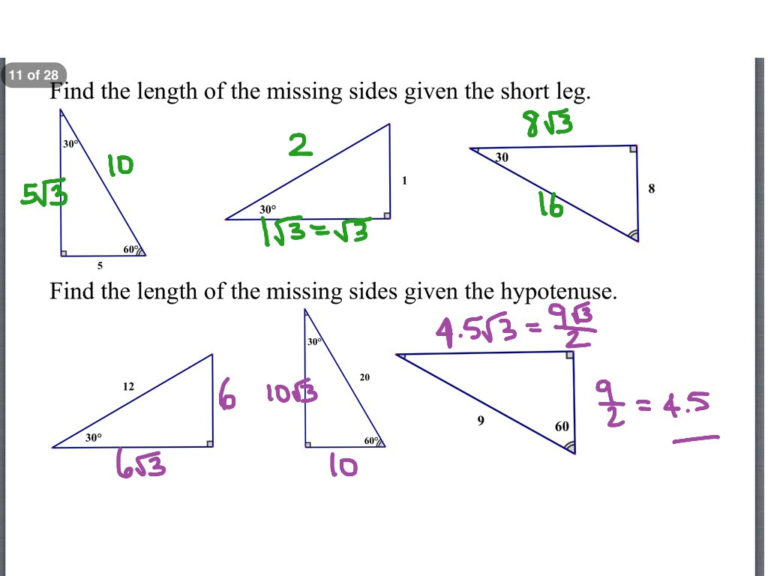 Special Right Triangles Worksheet Answer Key With Work — Db 1458