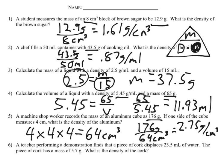 Showme Science 7 Density Calculations Worksheet Answer Db excel