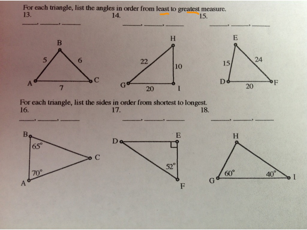 Triangle Inequality Worksheet With Answers Db excel