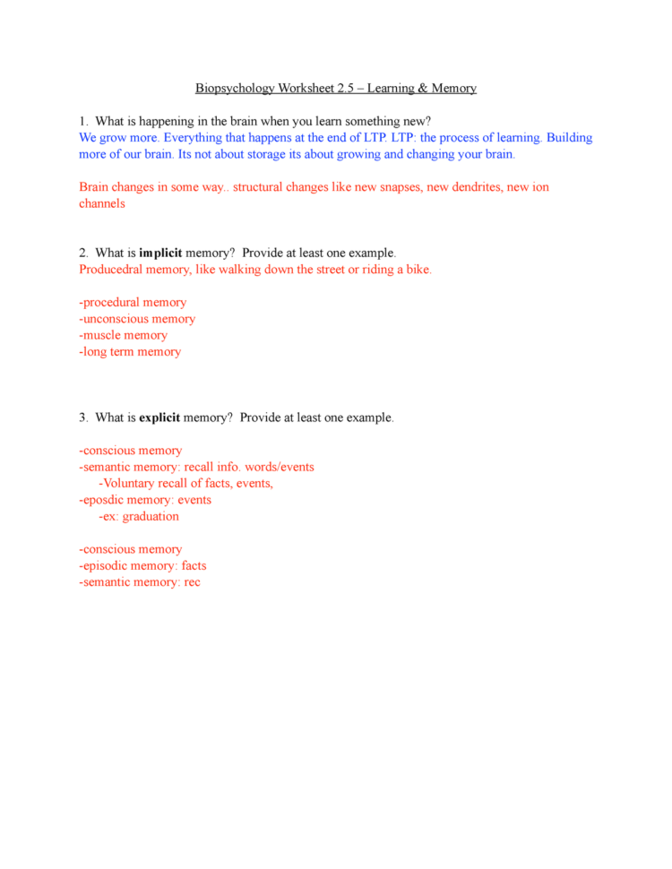 Si 25  Learning Memory 1 Pdf  Psyc 360 Biopsychology