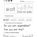 Sight Word Eat Worksheet  Free Kindergarten English