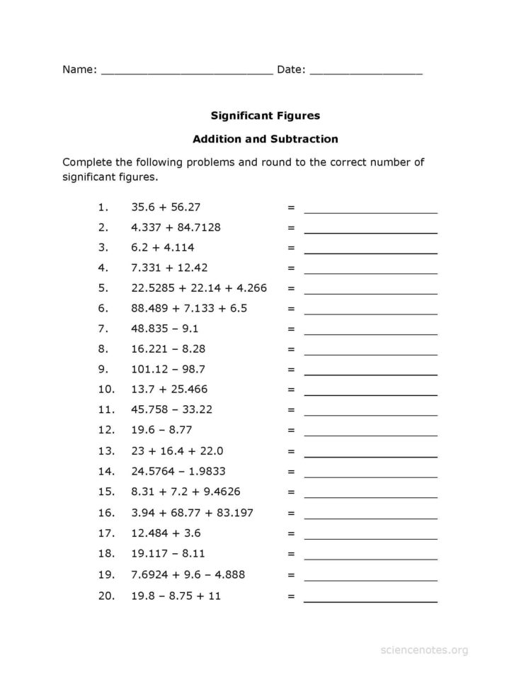  Significant Figures Practice Worksheet Answer Key Db excel