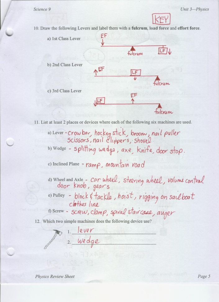 Simple Machines And Mechanical Advantage Worksheet Answers