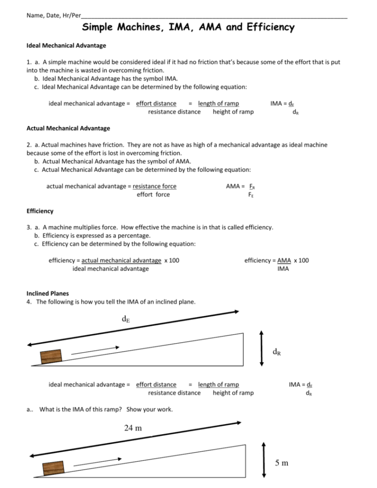 Simple Machines Ima Ama And Efficiency