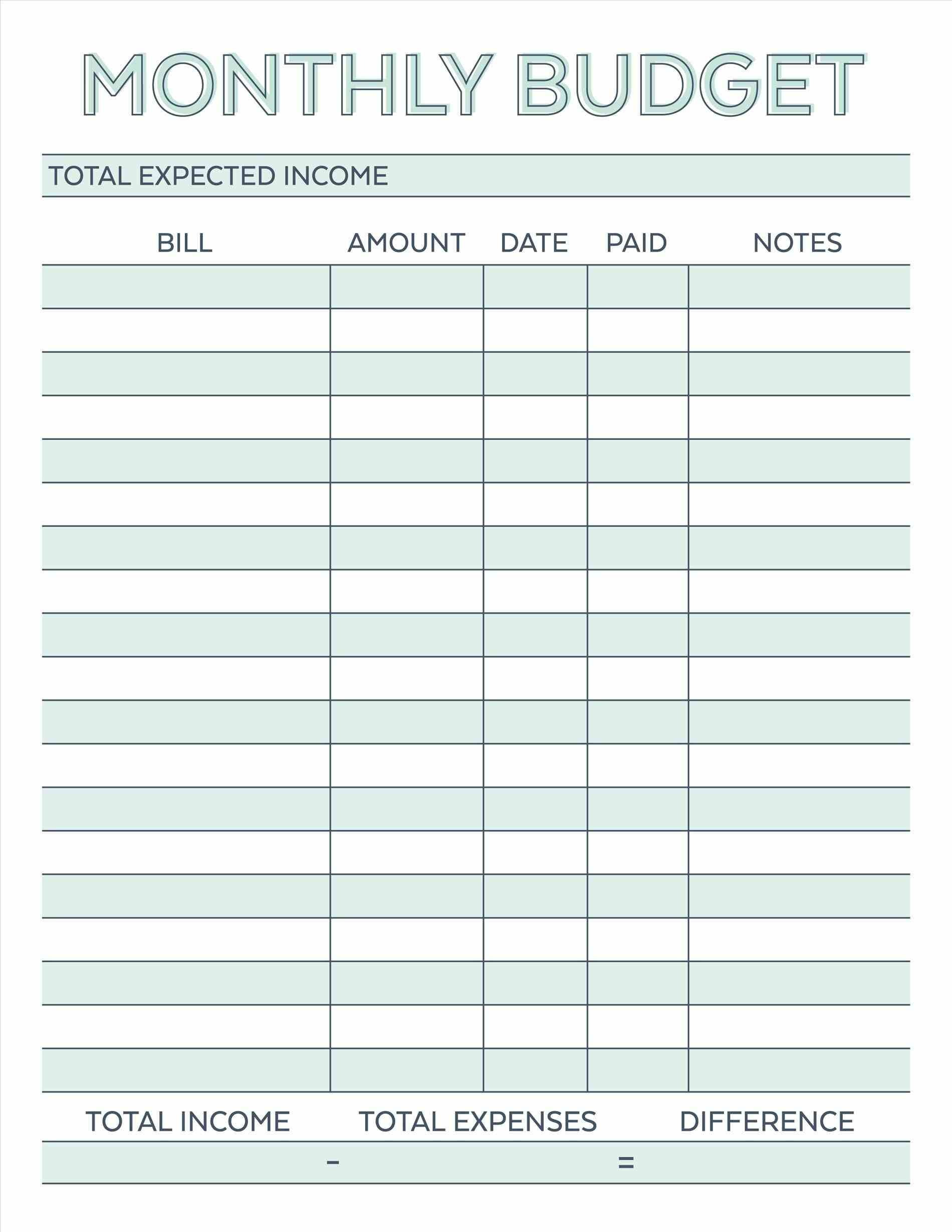 Simple Monthly Home Budget Spreadsheet Household Worksheet