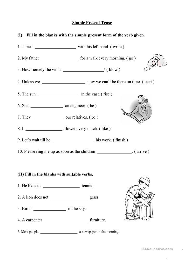 Simple Present Tense  English Esl Worksheets