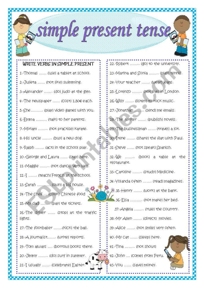 Simple Present Tense  Esl Worksheetmariaah