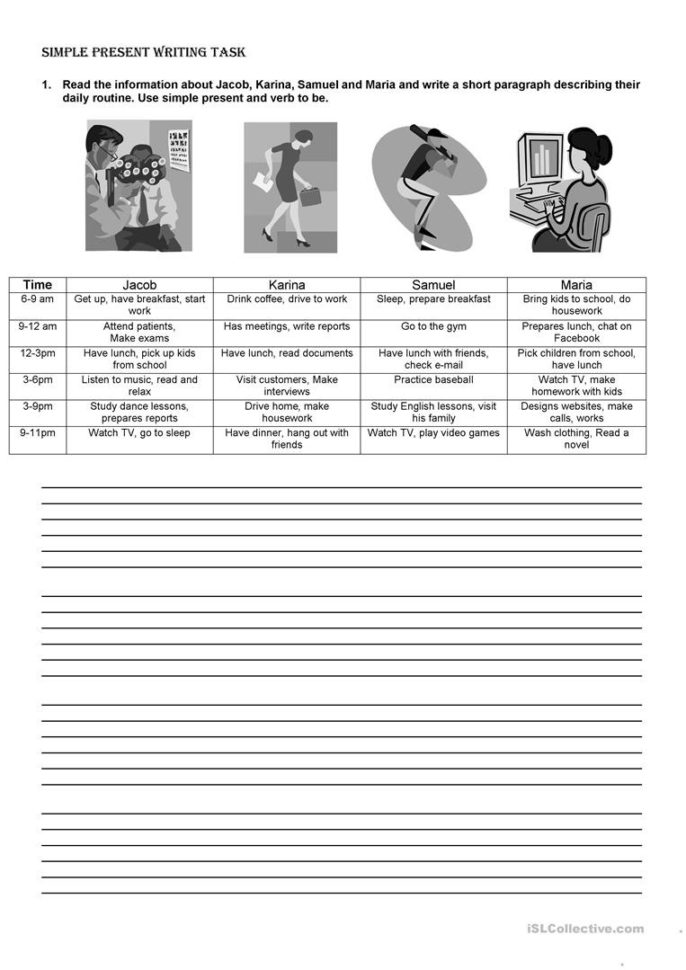 Simple Present Writing  English Esl Worksheets