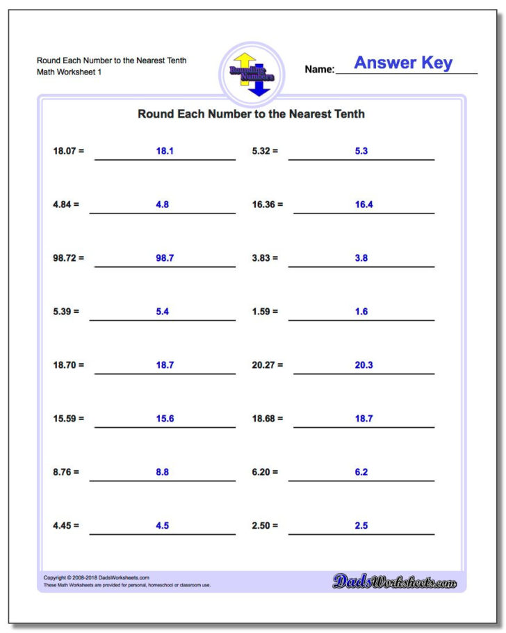 Rounding Decimals Worksheet 5th Grade