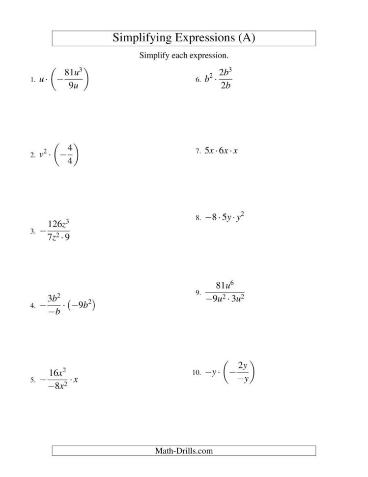 Simplifying Algebraic Expressions With One Variable And