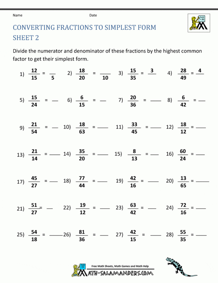 the-reducing-fractions-to-lowest-terms-b-math-worksheet-fractions-worksheets-math-fractions