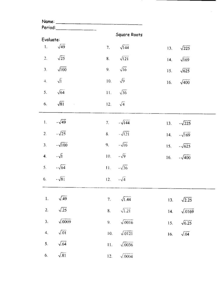 Simplifying Radicals Worksheet With Answers