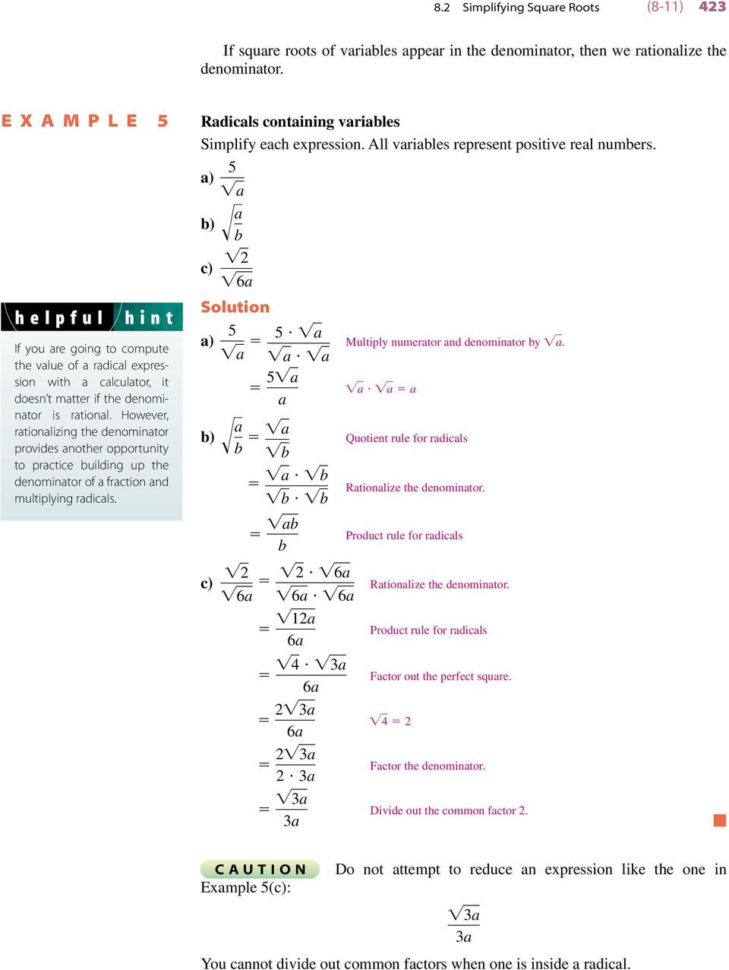 Simplifying Square Roots  Pdf