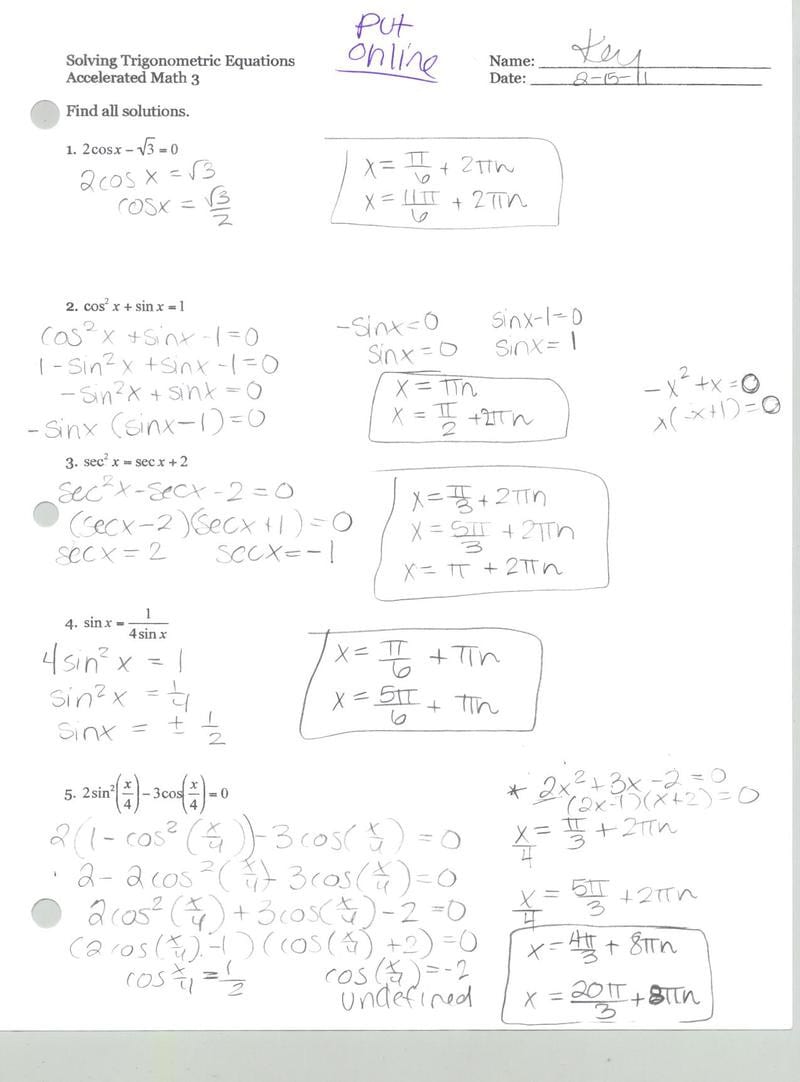 Simplifying Trig Identities Worksheet Simplifying