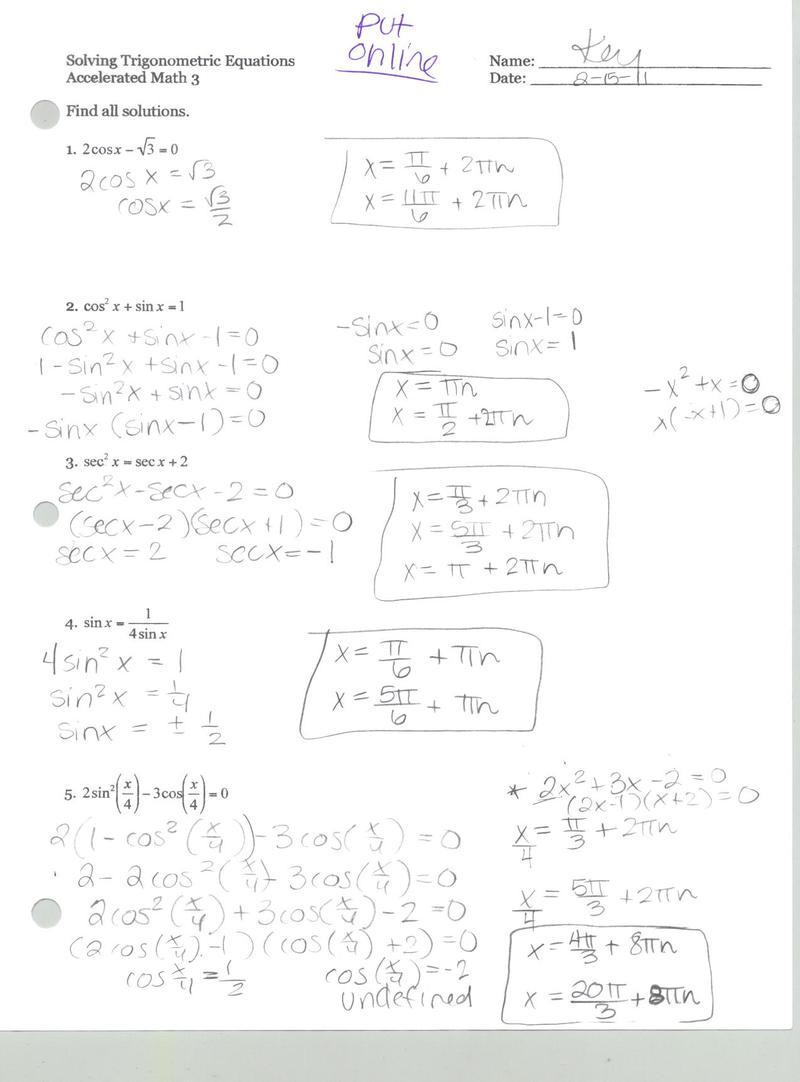 Trig Identities Worksheet With Answers Db excel