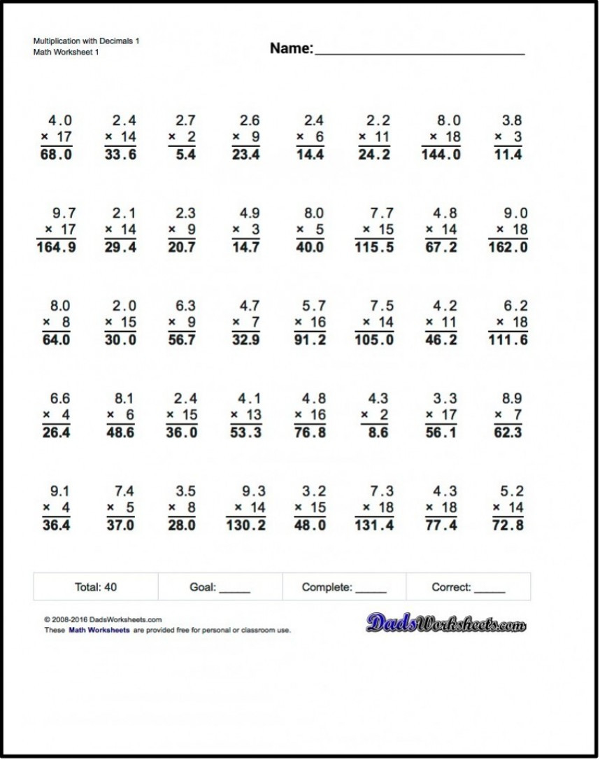 Multiplying Decimals By 10 100 And 1000 Worksheet Db excel