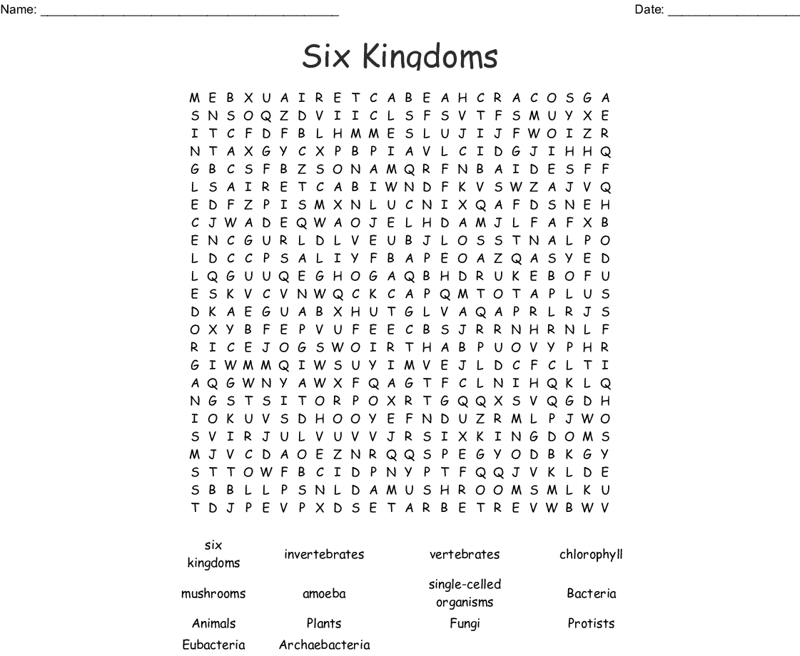 Six Kingdoms Word Search Word — db-excel.com