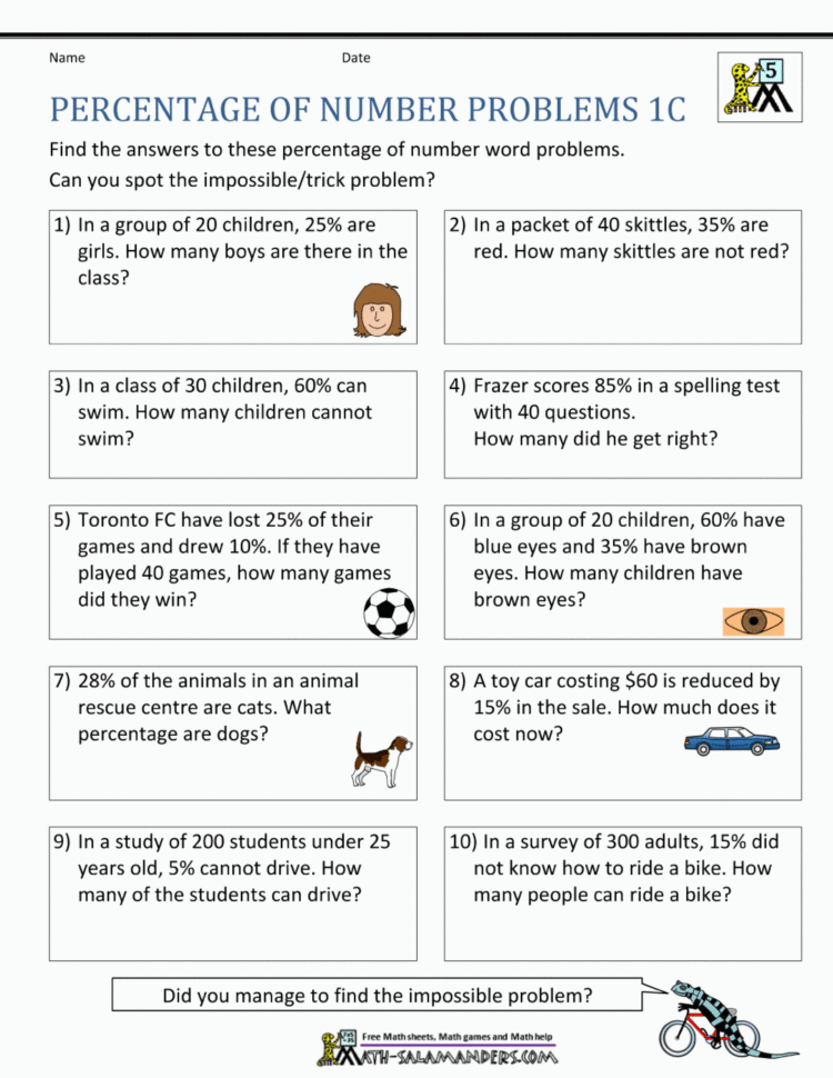 sixth grade math word problems worksheets 6th percent db excelcom