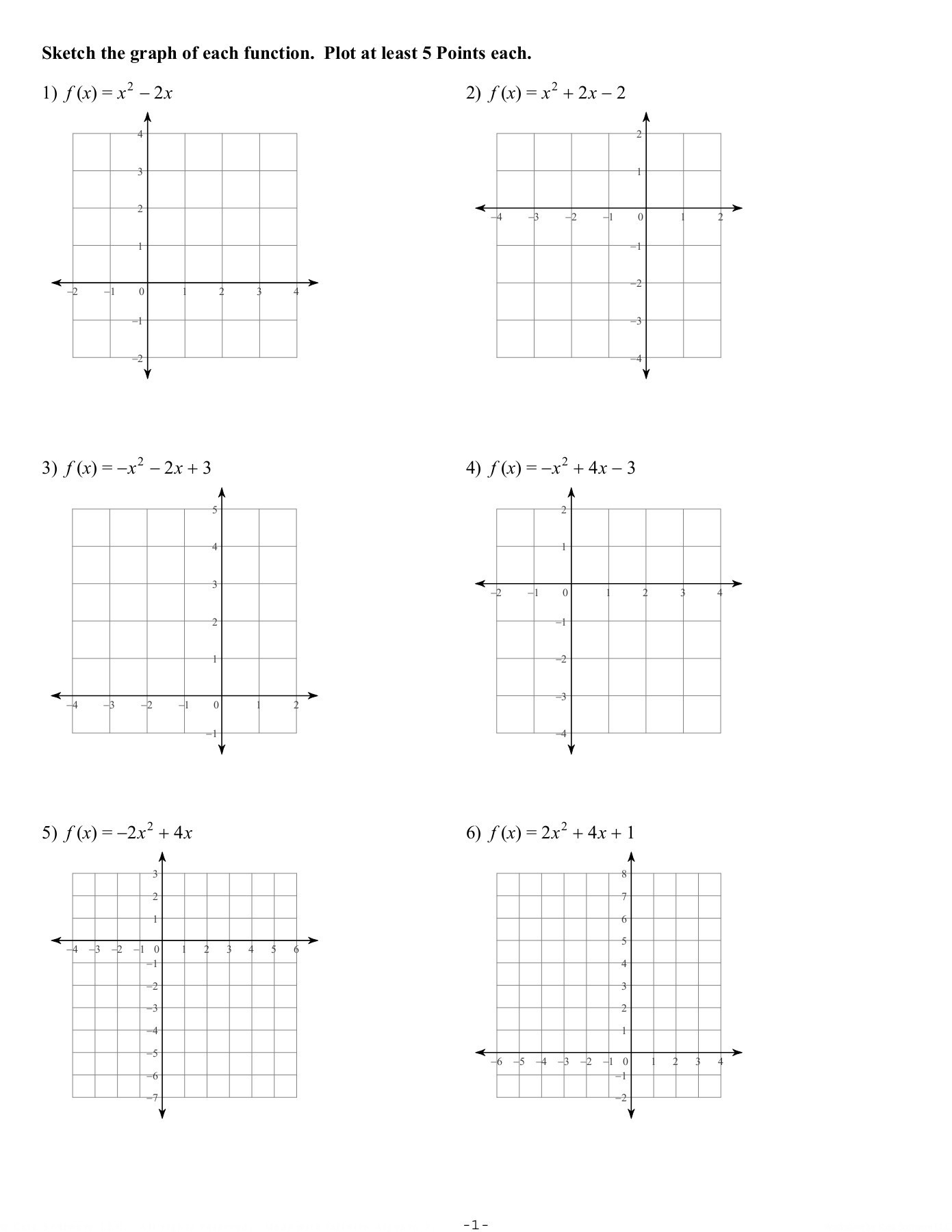 Sketch The Graph Of Each Function Plot At Least 5 Points