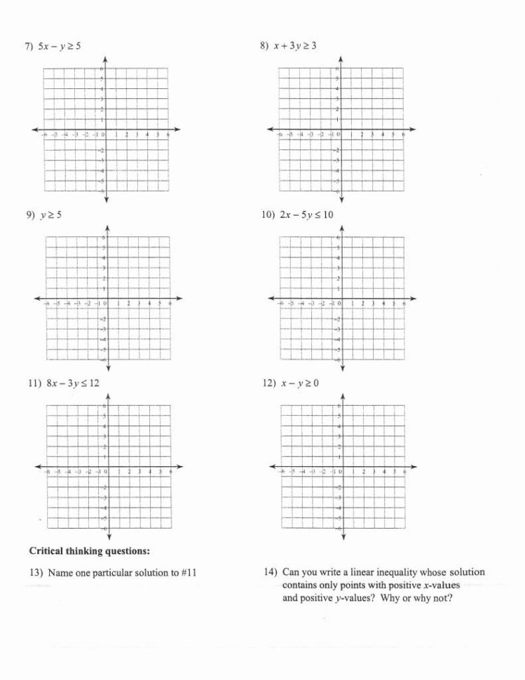 Graphing Systems Of Inequalities Worksheet