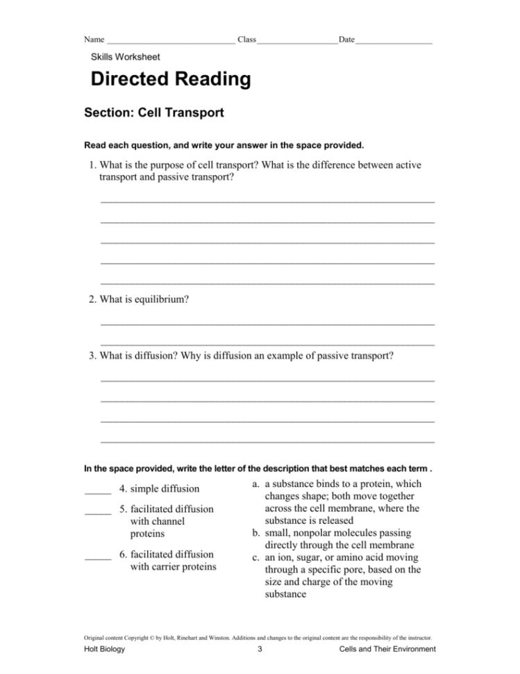 Skills Worksheet