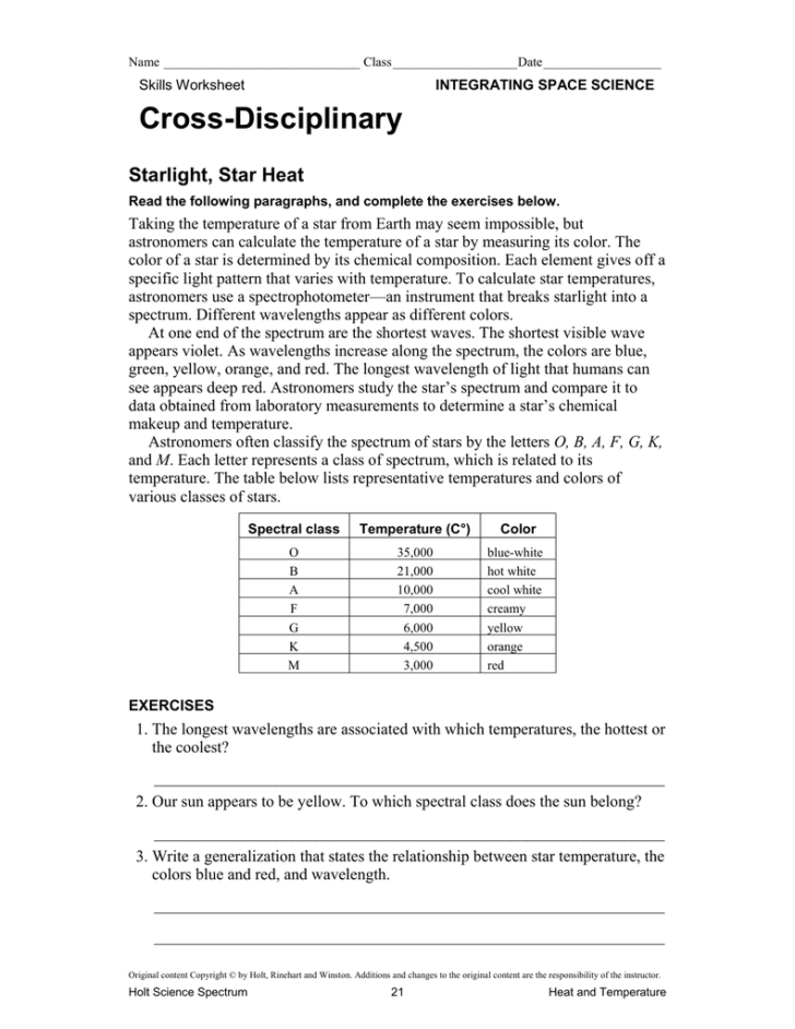 Science Skills Worksheet