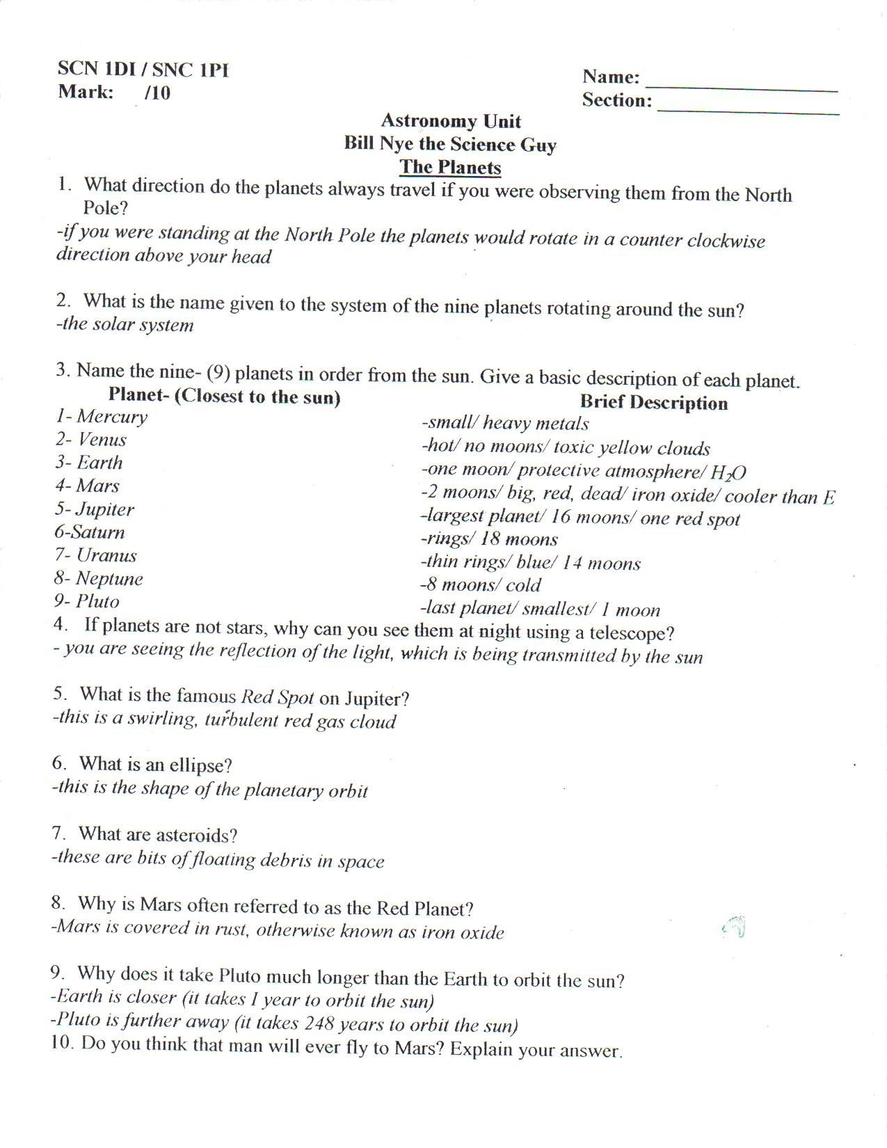 Skills Worksheet Directed Reading A Answer Key