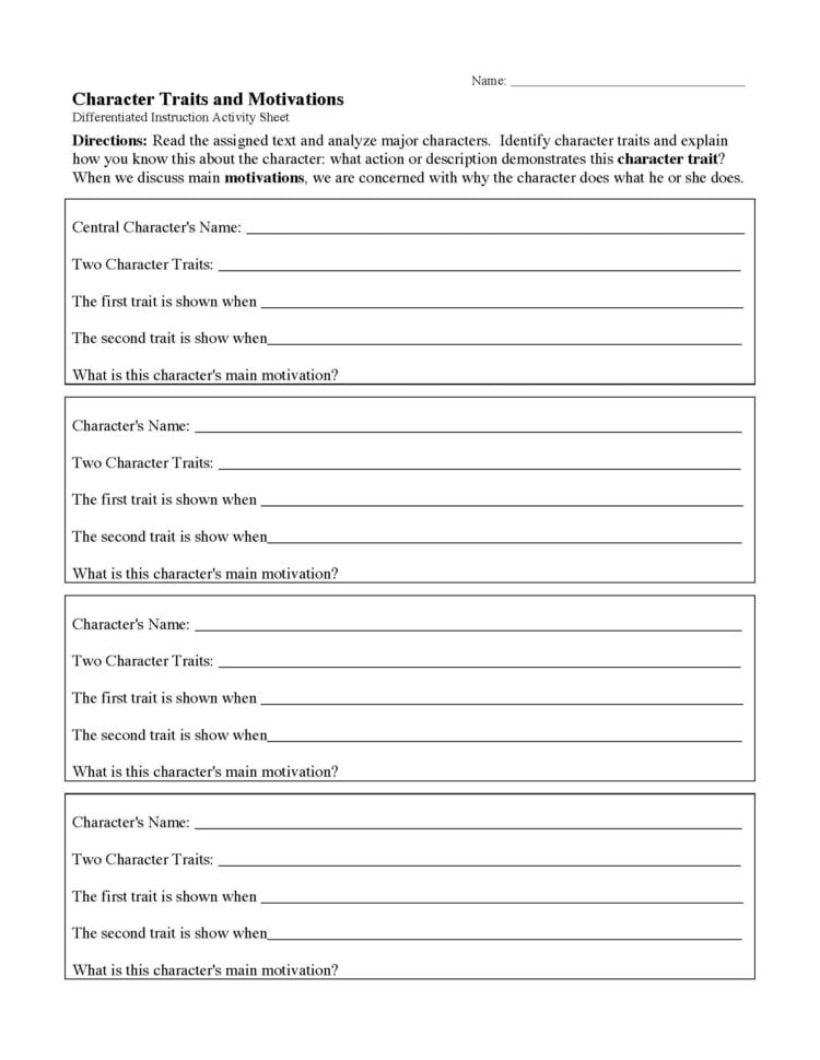 Slide1 1 Character Traits And Motivations Worksheets  Htc