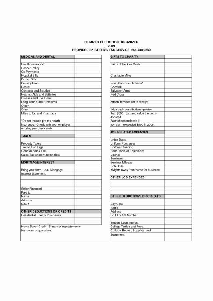 Small Business Tax Spreadsheet 8 Best Of Tax Itemized