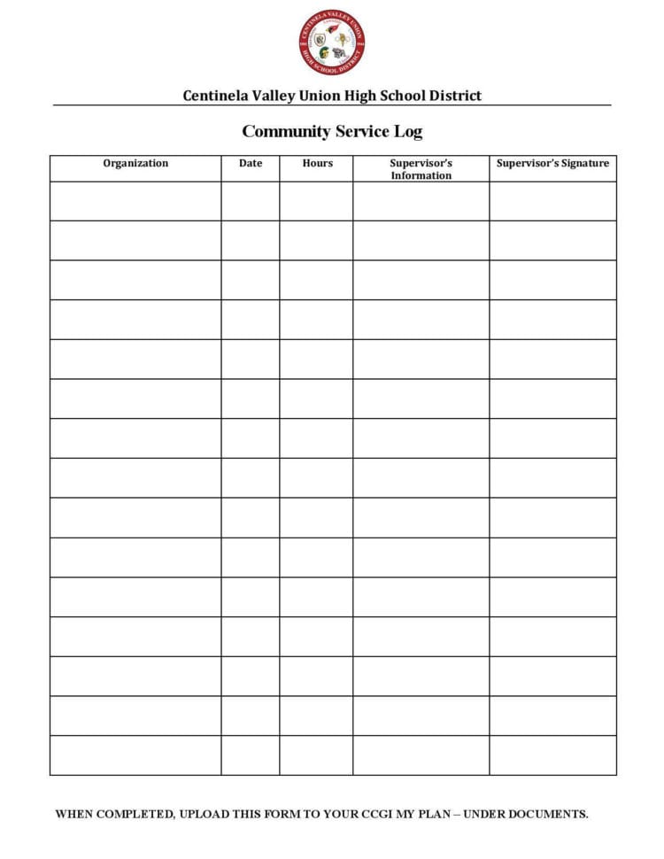 Community Service Hours Worksheet — db-excel.com