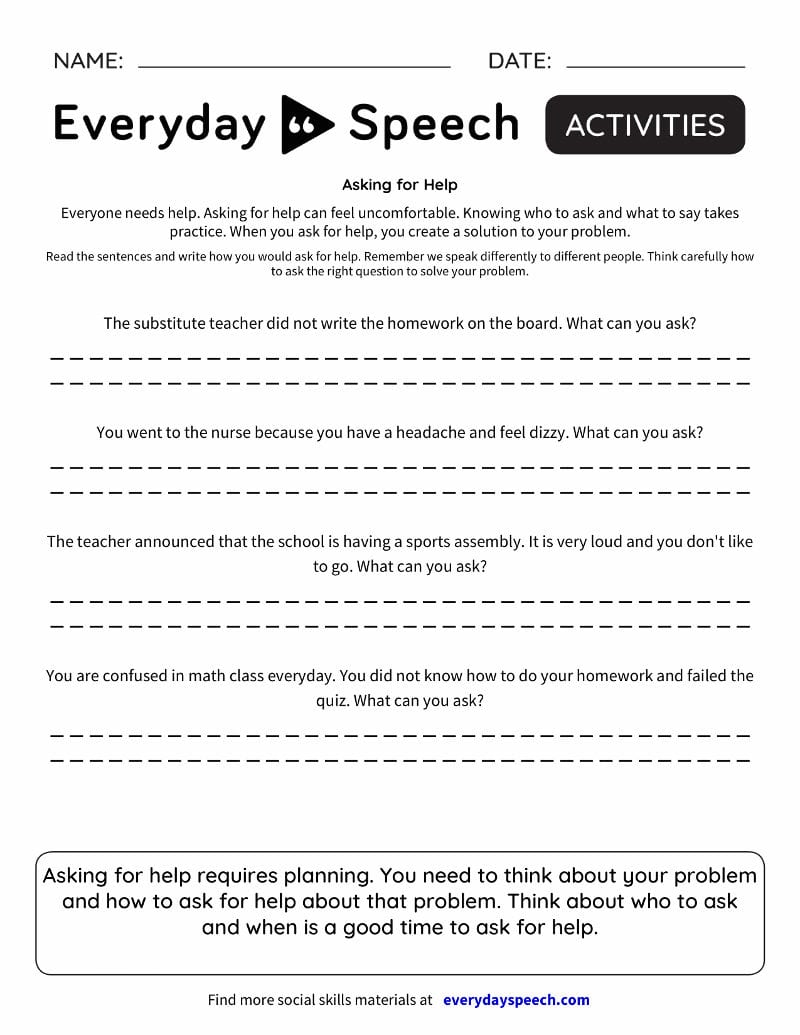 Social Skills Activities  Everyday Speech  Everyday Speech